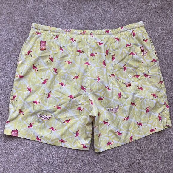 RSVLTS x Natural Light Swim Trunks Mens 3XL Beer Yellow Flamingo Lined Preppy - Picture 8 of 8